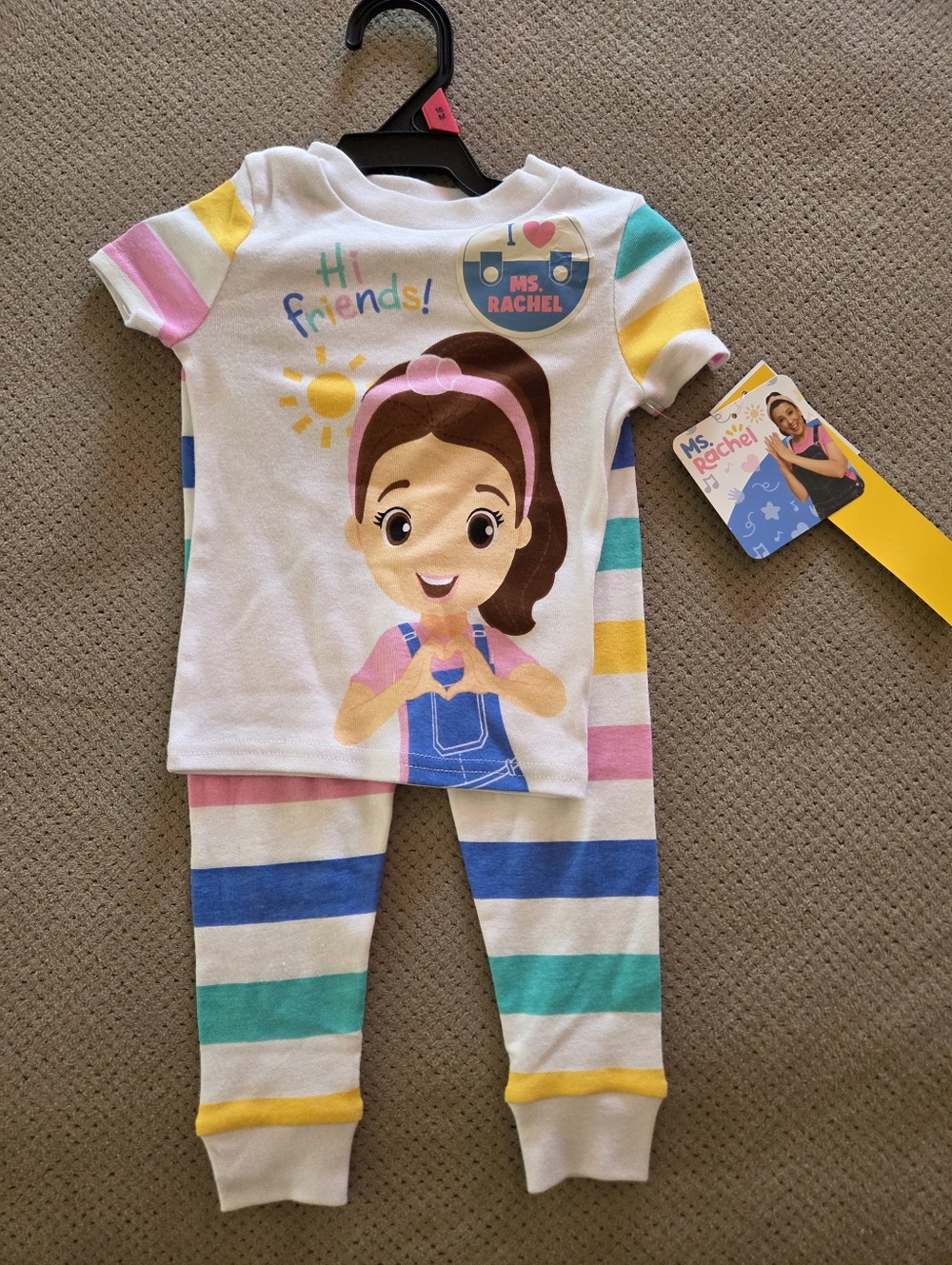 New Ms Rachel Toddler 18 months Short Sleeve Top and Pants Pajama Set, 2-Piece - Picture 2 of 9